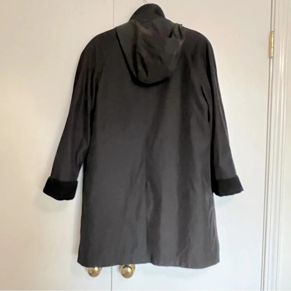 London Fog Long Rain Jacket with Removable Hood and Lining Black size medium - Picture 2 of 13
